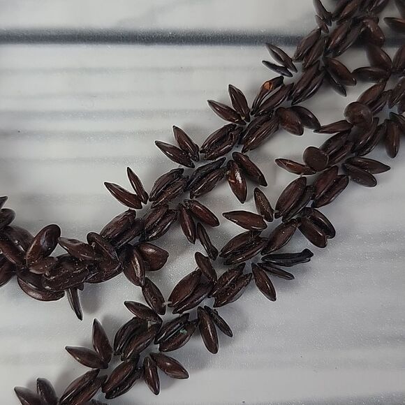 Vintage Hawaiian Koa Appleseed necklace 45" length - Picture 2 of 7